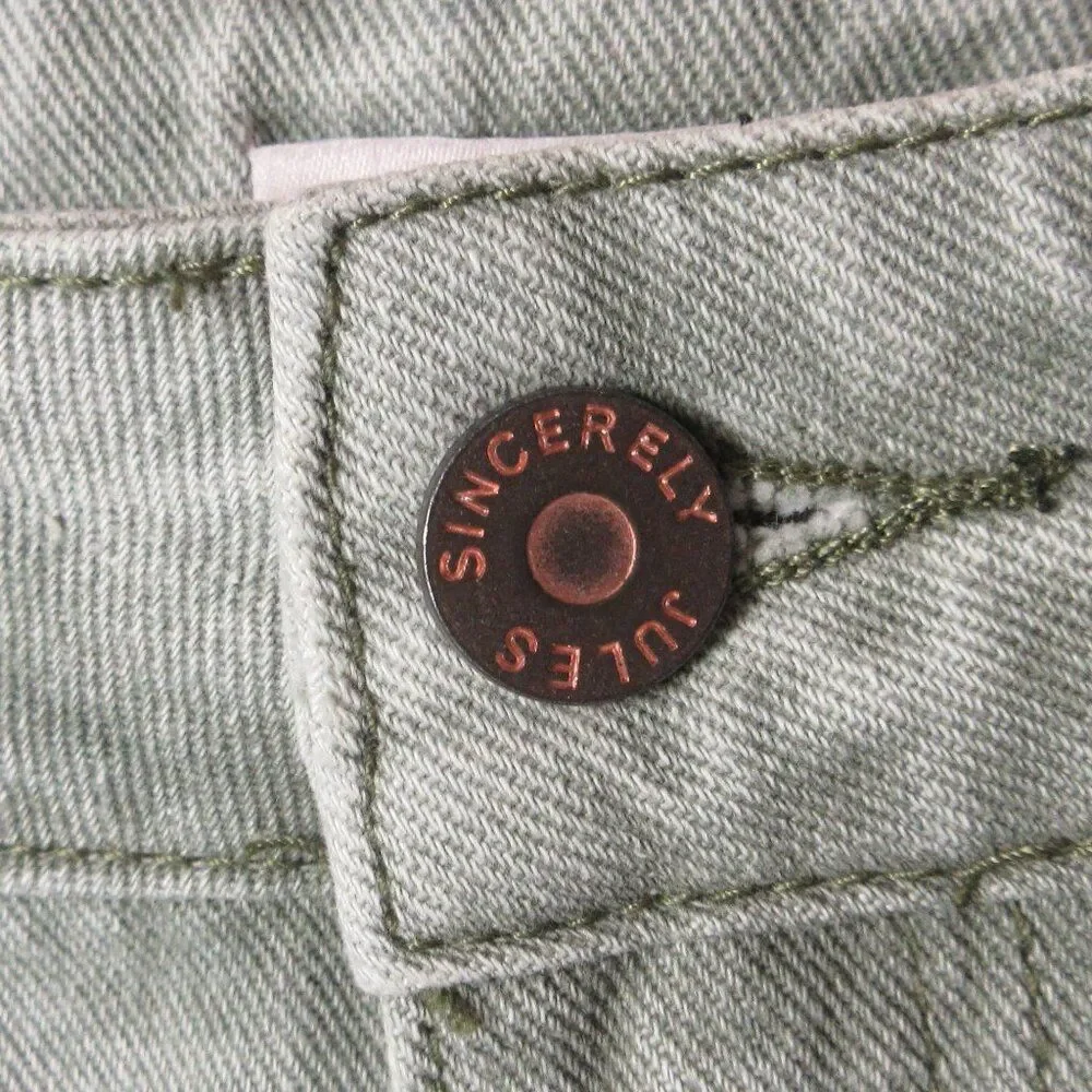 SINCERELY JULES High Rise Pale Green Denim Jean Shorts‎ 13/30 Cut Off Jorts NWT